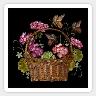 Red geranium flower tropical butterflies Sticker